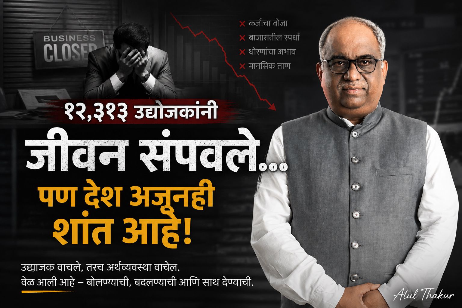 १२,३१३ उद्योजकांनी जीवन संपवले... पण देश अजूनही शांत आहे!